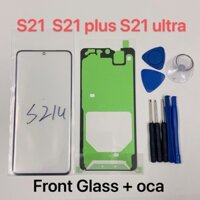Thay Thế Kính Bên Ngoài Cho Samsung Galaxy S21 + S21 PLUS S21 Ultra Màn Hình Hiển Thị Màn Hình Cảm Ứng Kính Mặt Trước Bên Ngoài Ống Kính Dụng Cụ