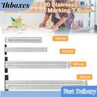 Thboxes T Loại Thước Vuông 180mm / 200mm / 300mm / 400mm Hợp Kim Nhôm Chính Xác Cao Scriber Đánh Dấu Đồng Hồ Đo Dụng Cụ Thợ Mộc