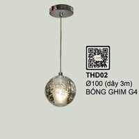THD02: Đèn thả chao quả bi - KT: Ø100mm x H( dây 3m) - Bóng đèn LED Ghim G4