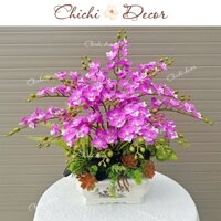 THD1 (Loại 1- 10 cành) Chậu lan tiểu hồ điệp cao su cao cấp cắm 1 hướng, mẫu cao 65cm, tán ngang 70cm. CẮM SẴN ĐI ĐƠN