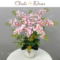 THD3 (Loại 1- 6 cành) Chậu lan tiểu hồ điệp cao su cao cấp - cắm 1 hướng, chậu cao 70cm, tán ngang 60cm. CẮM SẴN ĐI ĐƠN