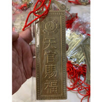 Thẻ bài thiên quan tứ phúc bằng đồng kèm dây đỏ treo cát tường bán đồ đồng phong thủy