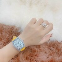 (Thẻ bảo hành 12 tháng) (Franck muller) Đồng hồ nữ Franck muller full đá, dây da cao cấp - Frank muller geneve