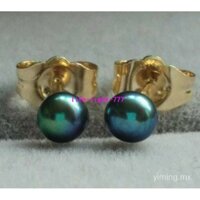 The charming Bông Tai Ngọc Trai Xanh Đen 14k 3-4mm Phong Cách Taaa tahitian