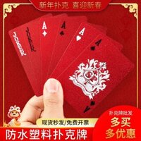 Thẻ chơi Fortune Red PVC chống nước chống gập thẻ poker nhựa sáng tạo dày đặc thẻ giấy vỡ trứng trò chơi board gia đình