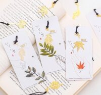 THẺ ĐÁNH DẤU SÁCH BOOKMARK BẰNG KIM LOẠI CAO CẤP HÌNH CỎ VÀNG T-CRAFT