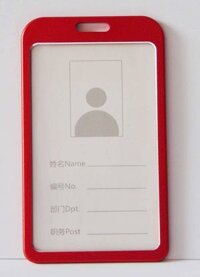 Thẻ đeo bảng tên KIM LOẠI, vỏ bao thẻ nhân viên hướng dọc, dây đeo bảng tên sinh viên văn phòng Legaxi - Thẻ nhỏ Ko dây - Đỏ