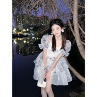 THE FLORA ĐẦM CÔNG CHÚA XÒE HỌA TIẾT BƯỚM PHỐI VOAN Ở NGỰC [HCM2305017]