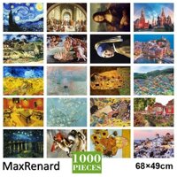 Thế Giới Nổi Tiếng Tranh Giấy Xếp Hình 1000 Miếng Van Gogh Bầu Trời Đầy Sao Hướng Dương Người Lớn Đồ Chơi Giải Nén