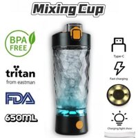 【Thế hệ thứ 3 mới】Cốc xay sinh tố tự động Cốc lắc điện Bột Protein Máy xay sinh tố Cốc sạc Type-C Chịu nhiệt độ cao Dung tích lớn Thể dục Thể thao Bình lắc điện 650ml