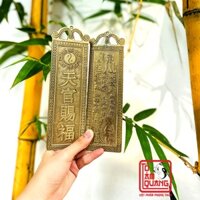 Thẻ kim bài Thiên quan Tứ phúc - Tứ phước phong thủY bằng đồng thau trấn trạch (KÈM HƯỚNG DẪN CÁCH KHAI QUANG)
