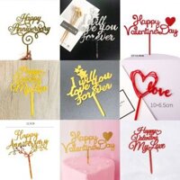 Thẻ Mica Happy Birthday, Que Cắm Meca, Topper Cake, Topper Cắm Bánh Kem Lễ Tình Nhân Valentine, 8/3, Anniversary