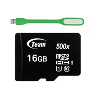 Thẻ Nhớ 16GB Micro SDHC Team 500x Class 10 U1-80MBs Đen - Hàng Chính Hãng   Tặng Đèn Led