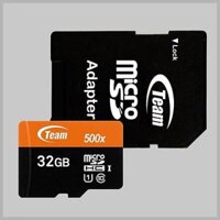 Thẻ Nhớ 32GB Micro SDHC Team  500x Class 10 U1-80MB/s (Đen Cam)  kèm adapter – Hàng Chính Hãng