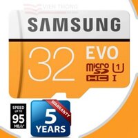 Thẻ nhớ 32GB Samsung up to 95MB/s EVO MicroSDHC Tốc độ cao (Cam) - Bảo hành 1 đổi 1