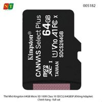 Thẻ Nhớ Kingston 64GB Micro SD 100R Class 10 SDCS2/64GBSP (Không Adapter) - Chính hãng - full vat