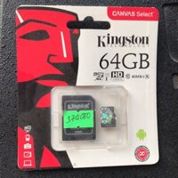 Thẻ nhớ kingston 64GBmicroSDXC canvas select 80R CL10 UHS-I card +sd Adapter -SDCS/64gb