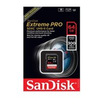 Thẻ nhớ máy ảnh 2000X SDXC SanDisk Extreme Pro 64GB U3 V90 UHS-II đọc 300MB/s ghi 260MB/s (đen)