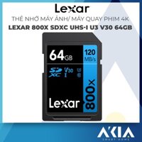 Thẻ nhớ máy ảnh / máy quay Lexar V30 64GB Professional 800x SDXC UHS-I, Lưu video Ultra HD 4K, Tốc độ đọc 120mb/s