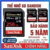 Thẻ nhớ máy ảnh Sandick Extreme PRO 128GB 64GB 32GB 16GB U3  upto 170MB/s chụp tốc độ cao và quay video 4K