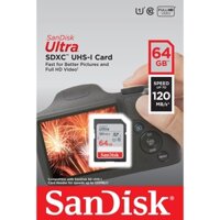 Thẻ nhớ Máy Ảnh SDXC SanDisk Ultra 64GB C10 U1 120MB/s (Xám)