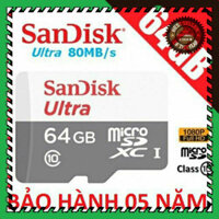 Thẻ Nhớ Micro SD San Disk 64Gb Class 10 Dùng Cho Máy Điện Thoại Smartphone, Loa Bluetooth, MP3, Máy Tính Bảng, Camera io