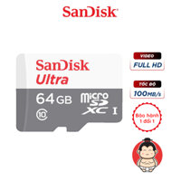 Thẻ nhớ Micro SD SanDisk Ultra 64GB - Tốc độ cao Class10 Chính hãng SanDisk