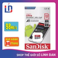 Thẻ nhớ micro SD sandisk Ultra A1 32GB class 10 U1 98Mb/s SDHC