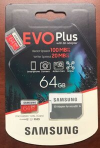 Thẻ Nhớ MicroSD Samsung Evo Plus 64GB Class 10 10020MB MB-MC64HAAPC - Hàng Chính Hãng