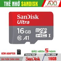 Thẻ nhớ MicroSD SanDisk 16GB – Bảo hành 5 năm – CHÍNH HÃNG – Kèm Adapter