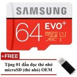 Thẻ nhớ MicroSDHC Samsung Evo Plus 64GB 80MB/s (Đỏ) + Tặng kèm 01 đầu đọc thẻ nhớ MicroSD OEM