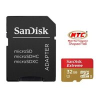 Thẻ nhớ MicroSDHC SanDisk Extreme 32GB 667X A1 V30 UHS-I U3 100MB/s - Kèm Adapter (Vàng)