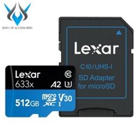 Thẻ Nhớ MicroSDXC Lexar 512GB A2 V30 633x U3 4K 95MB/s (Xanh) - kèm Adapter