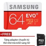 Thẻ nhớ MicroSDXC Samsung EVO Plus 64GB 80MB/s (Đỏ) +Tặng kèm 01 adapter chuyển từ thẻ nhớ microSD sang SD