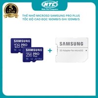 Thẻ nhớ MicroSDXC Samsung Pro Plus tốc độ cao ghi 120MB/s đọc 160MB/s U3 A2 V30 256GB / 128GB kèm adapter - không box