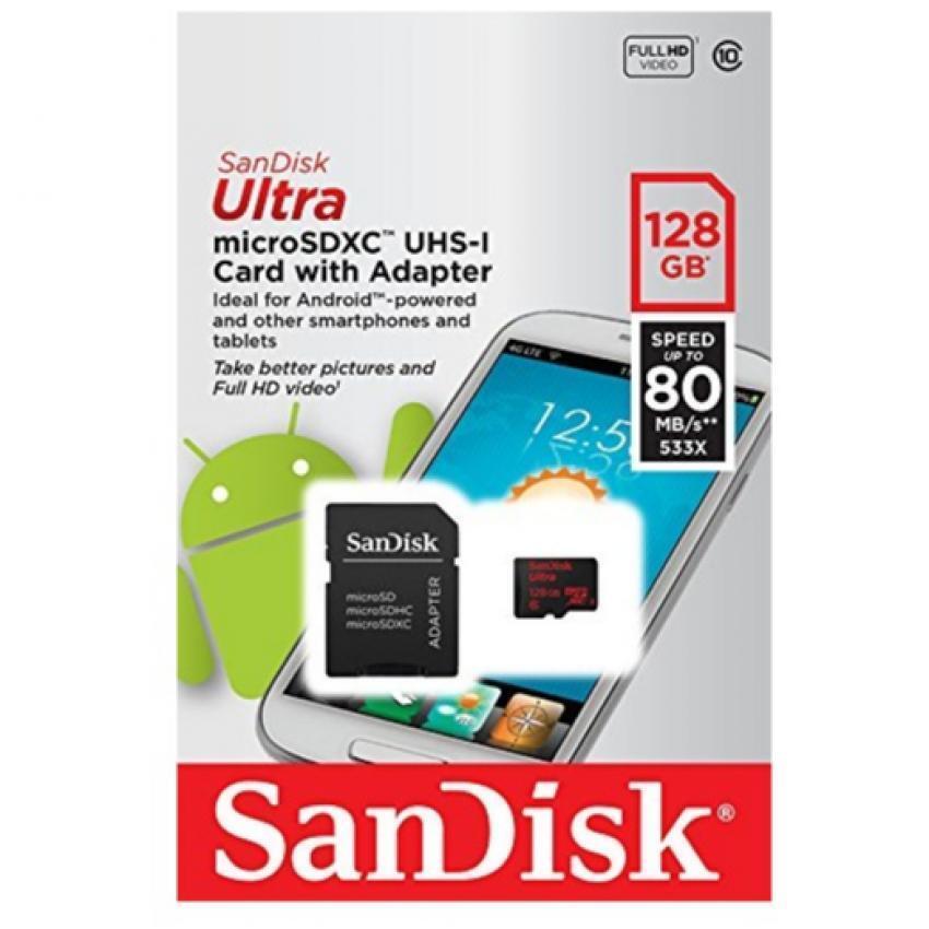 Thẻ nhớ MicroSDXC Sandisk Ultra - 128 GB , 80 MB/s