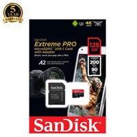 Thẻ Nhớ MicroSDXC SanDisk Extreme Pro V30 U3 4K A2 128GB R200MB/s W90MB/s - Bảo hành 5 năm (Đen đỏ) PHỤ KIỆN 1986