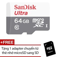 Thẻ Nhớ MicroSDXC SanDisk Ultra 64GB 80MB/s (Xám) + Tặng 1 adapter microSD