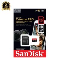 Thẻ nhớ MicroSDXC SanDisk Extreme Pro 512GB V30 U3 4K A2 tốc độ đọc 200MB/s ghi 140MB/s (Đen)