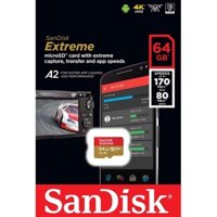 Thẻ Nhớ MicroSDXC SanDisk Extreme 64GB V30 U3 4K A2 R170MB/s W80MB/s (Gold)