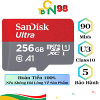 Thẻ Nhớ SanDisk 256GB / 128GB / 64GB, Class 10, Tốc Độ 90MB/s, Cho Điện Thoại, Loa Đài - Thẻ Nhớ 256GB SanDisk