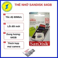 Thẻ nhớ Sandisk 64GB, dùng cho camera, điện thoại, thẻ nhớ chính hãng, có bảo hành, lỗi đổi mới