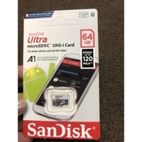 Thẻ nhớ sandisk 64GB dùng điện thoại, máy ảnh - Thẻ nhớ tốc độ cao Class 10 Ultra 120MB/s -BH 5 năm