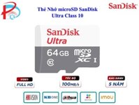 Thẻ Nhớ SanDisk 256G-32G-64G-128GB MicroSD Ultra Class 10  - Hàng Chính Hãng - 64Gb
