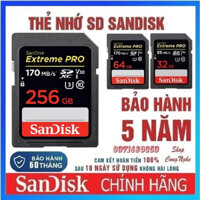 Thẻ nhớ SD Sandisk 32G 64G 128G 256G Ultra Class 10 và Extreme Pro tốc độ cao cho máy ảnh, máy quay