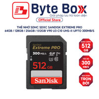 Thẻ nhớ SDHC SDXC SanDisk Extreme Pro 64GB / 128GB / 256GB / 512GB V90 U3 C10 UHS-II upto 300 MB/s Bảo hành trọn đời