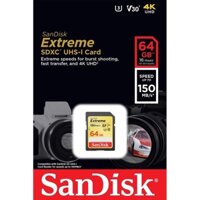 Thẻ nhớ SDXC SanDisk Extreme 64GB V30 UHS-I U3 4K 150MB/s - Bảo hành 5 năm