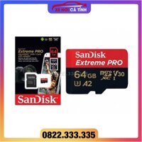 Thẻ nhớ siêu bền MicroSD Sandisk 64G Extreme Pro tốc độ cao 4K cho camera, flycam tặng kèm adapter áo thẻ nhớ tiện dụng