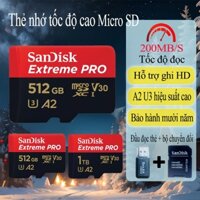 Thẻ nhớ tốc độ cao MicroSDXC SanDisk Extreme Pro 128GB 256GB 512GB 1TB V30 A2 200MB/s New 2023 - Bảo hành 10 năm