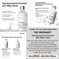 [The Ordinary] Toner tẩy da chết dạng sữa The Ordinary Saccharomyces Ferment 30% Milky Toner